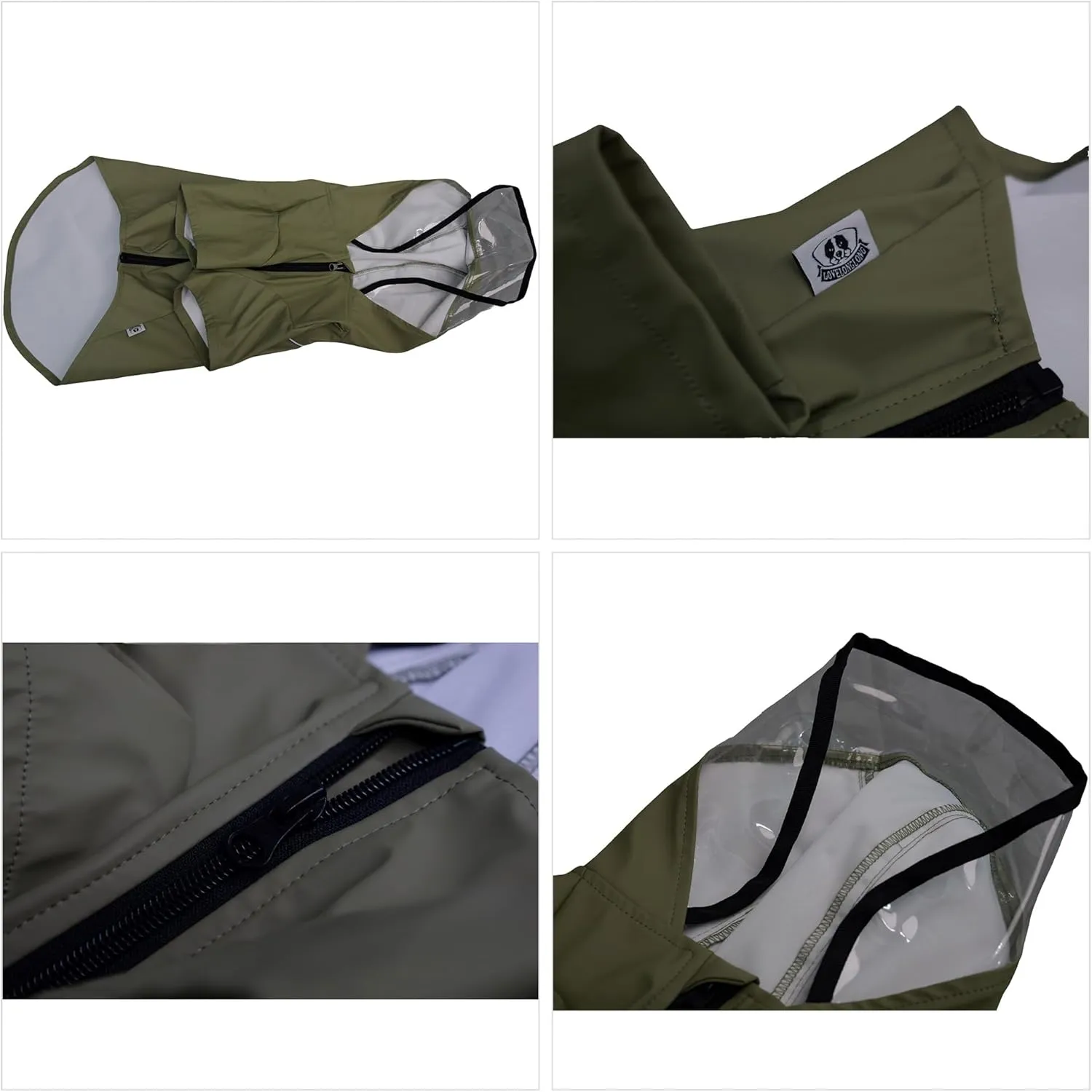 LoveLonglong Premium Waterproof Dog Raincoat with Reflective Safety Features Pet Raincoats for Large Medium Small Dogs Khaki XL