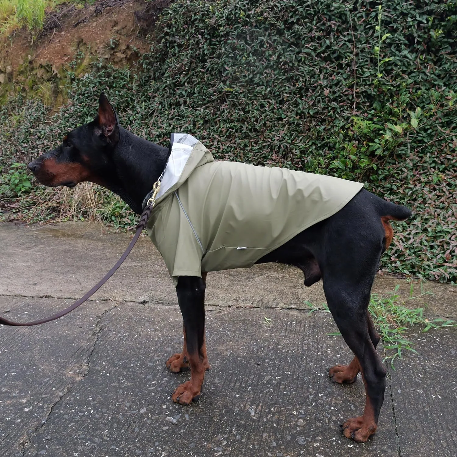 LoveLonglong Premium Waterproof Dog Raincoat with Reflective Safety Features Pet Raincoats for Large Medium Small Dogs Khaki XL