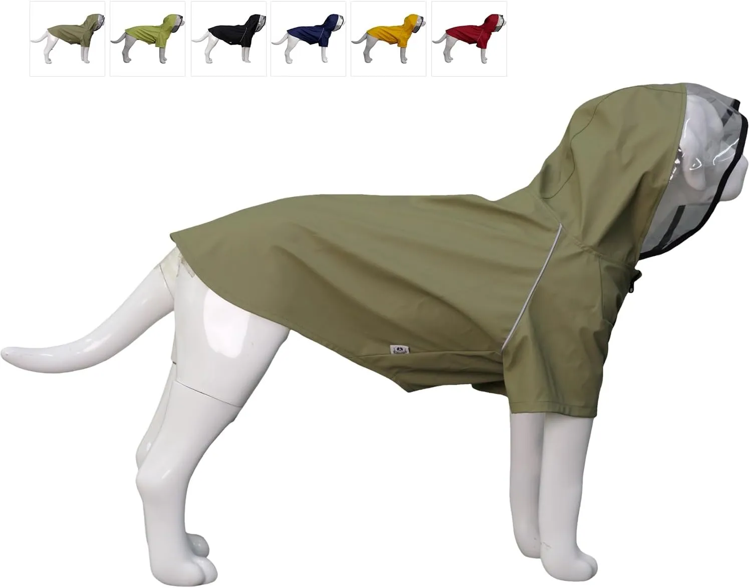 LoveLonglong Premium Waterproof Dog Raincoat with Reflective Safety Features Pet Raincoats for Large Medium Small Dogs Khaki XL