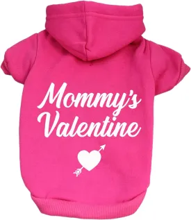 Mommy's Valentine Valentine's Day Dog Hoodie Fleece Lined Pullover Sweatshirt with Leash Hole (Hot Pink, 6X-Large 198)