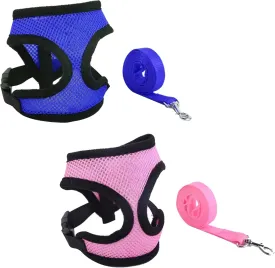 No Pull Dog Mesh Harness & Leash Set Adjustable Soft Padded Pet Vest with Easy Control Handle for Small Medium Dogs Cats,Puppy Harness,Step in Cat Dog Harness Vest for Training,Running,Walking (S)