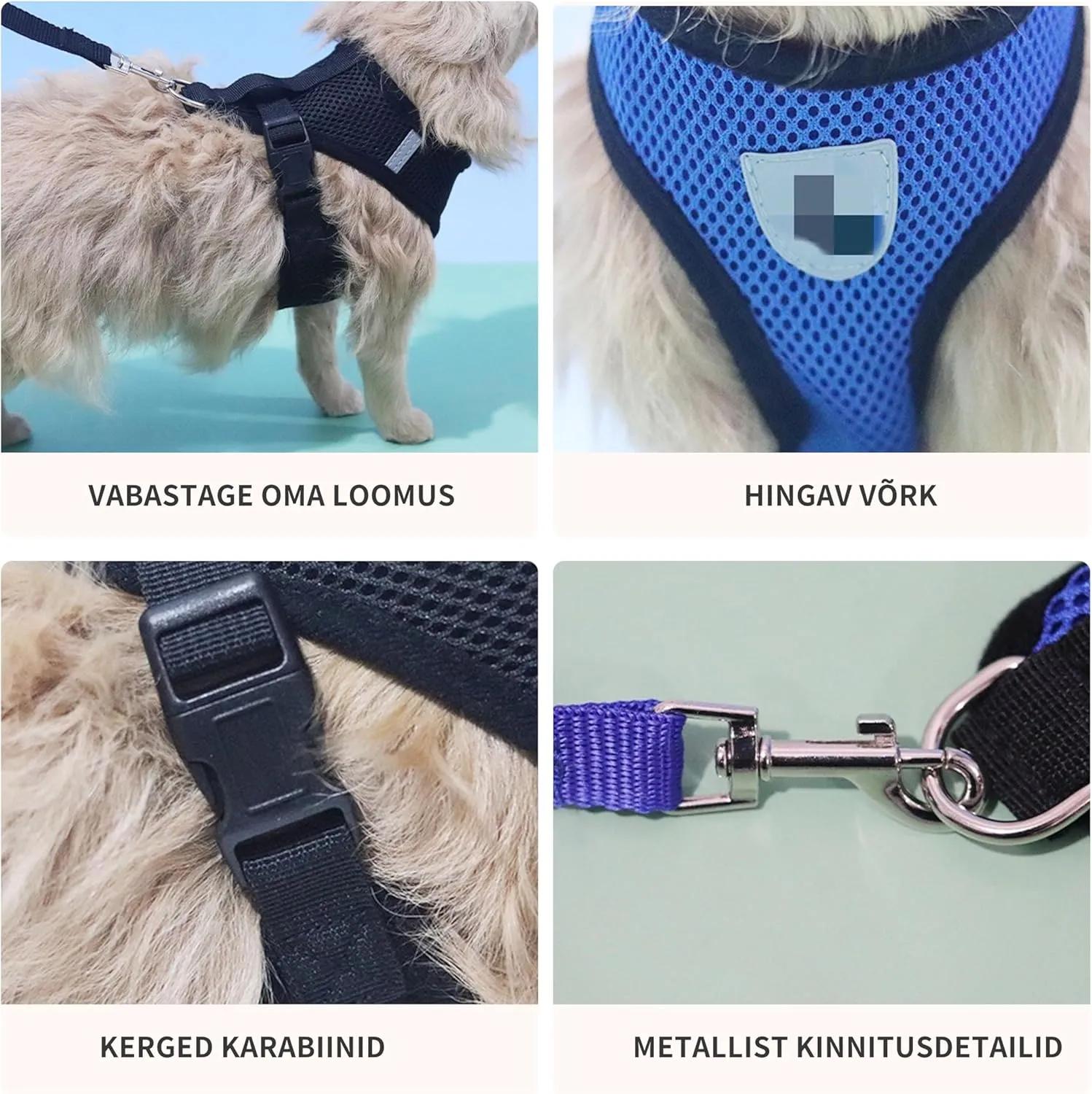 No Pull Dog Mesh Harness & Leash Set Adjustable Soft Padded Pet Vest with Easy Control Handle for Small Medium Dogs Cats,Puppy Harness,Step in Cat Dog Harness Vest for Training,Running,Walking (S)