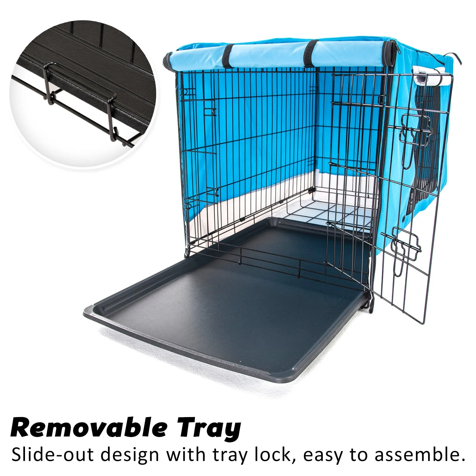 Paw Mate Wire Dog Cage Crate 42in with Tray   Cushion Mat   Blue Cover Combo