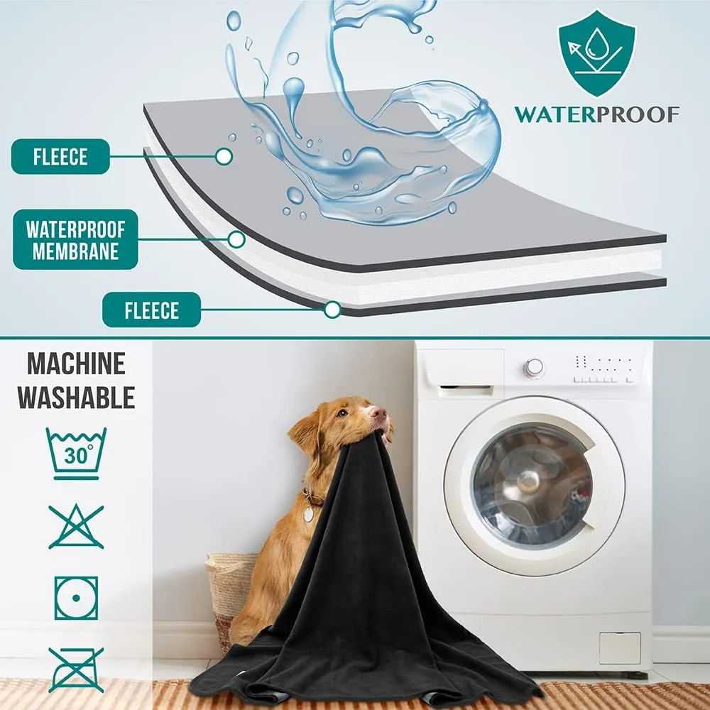 PetAmi Waterproof Dog Blanket for Medium Large Pets Dogs Cats, Pet Couch Cover Protector for Furniture, Reversible Washable Soft Fleece Cat Blanket for Bed Couch Sofa, 40x60 (Black/Gray)