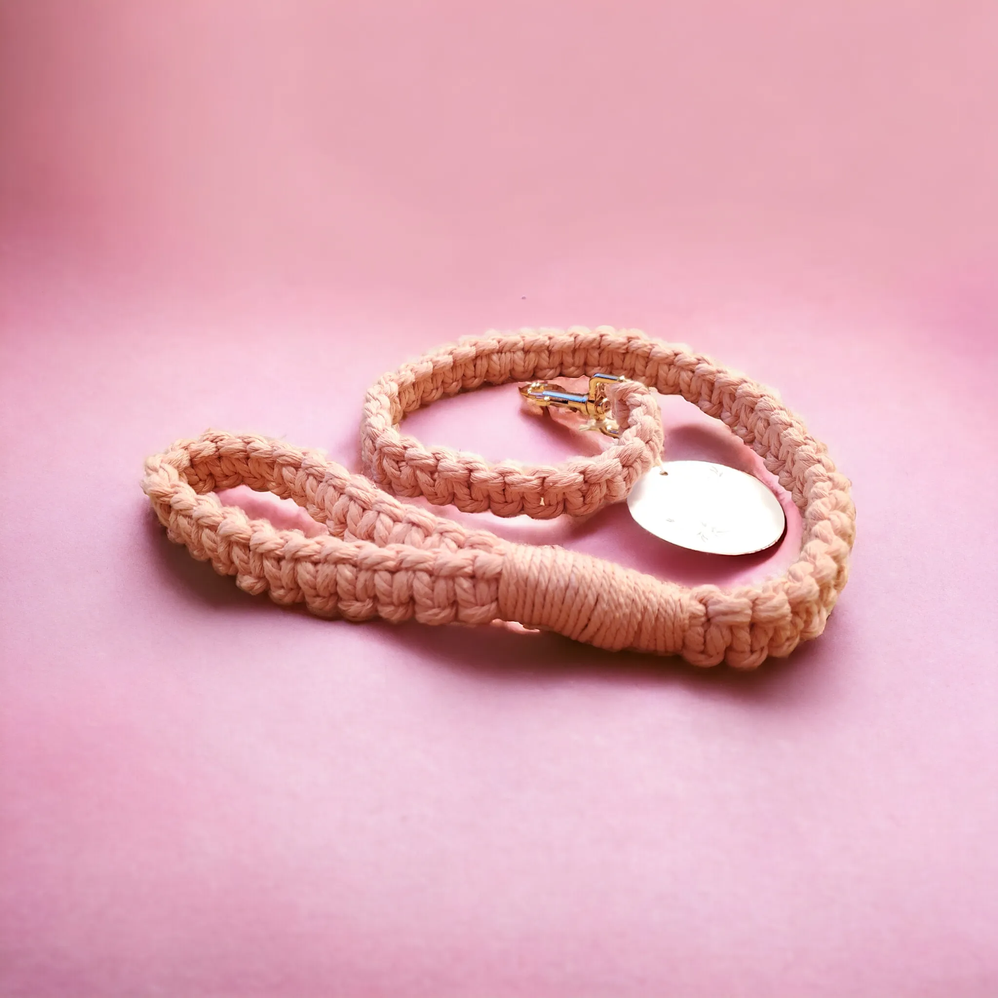 Pink Dog Leash - Macrame Style