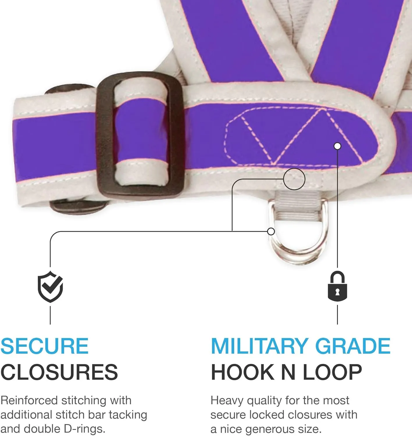 Precision Fit Nylon Step-in Adjustable Dog Harness in Teacup to 40 LBS Vest Easy On Adjustable XXXSmall Toy Puppies to Large Soft Walking Doggy Wrap Vest (1101) (XSmall - Purple)
