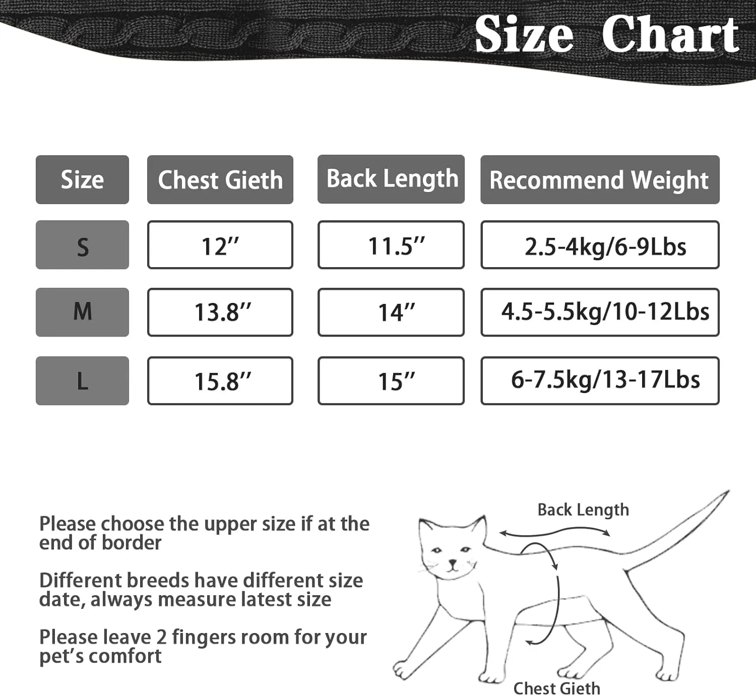 PUPTECK Winter Dog Cat Sweater Coat - Soft Cold Weather Clothes Knitwear for Kitties & Small Dogs Indoor Outdoor Walking Warm, Knitted Classic for Doggies Kitties Girls Boys, Black S