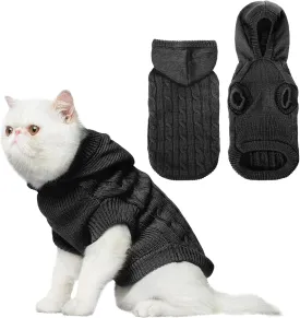 PUPTECK Winter Dog Cat Sweater Coat - Soft Cold Weather Clothes Knitwear for Kitties & Small Dogs Indoor Outdoor Walking Warm, Knitted Classic for Doggies Kitties Girls Boys, Black S