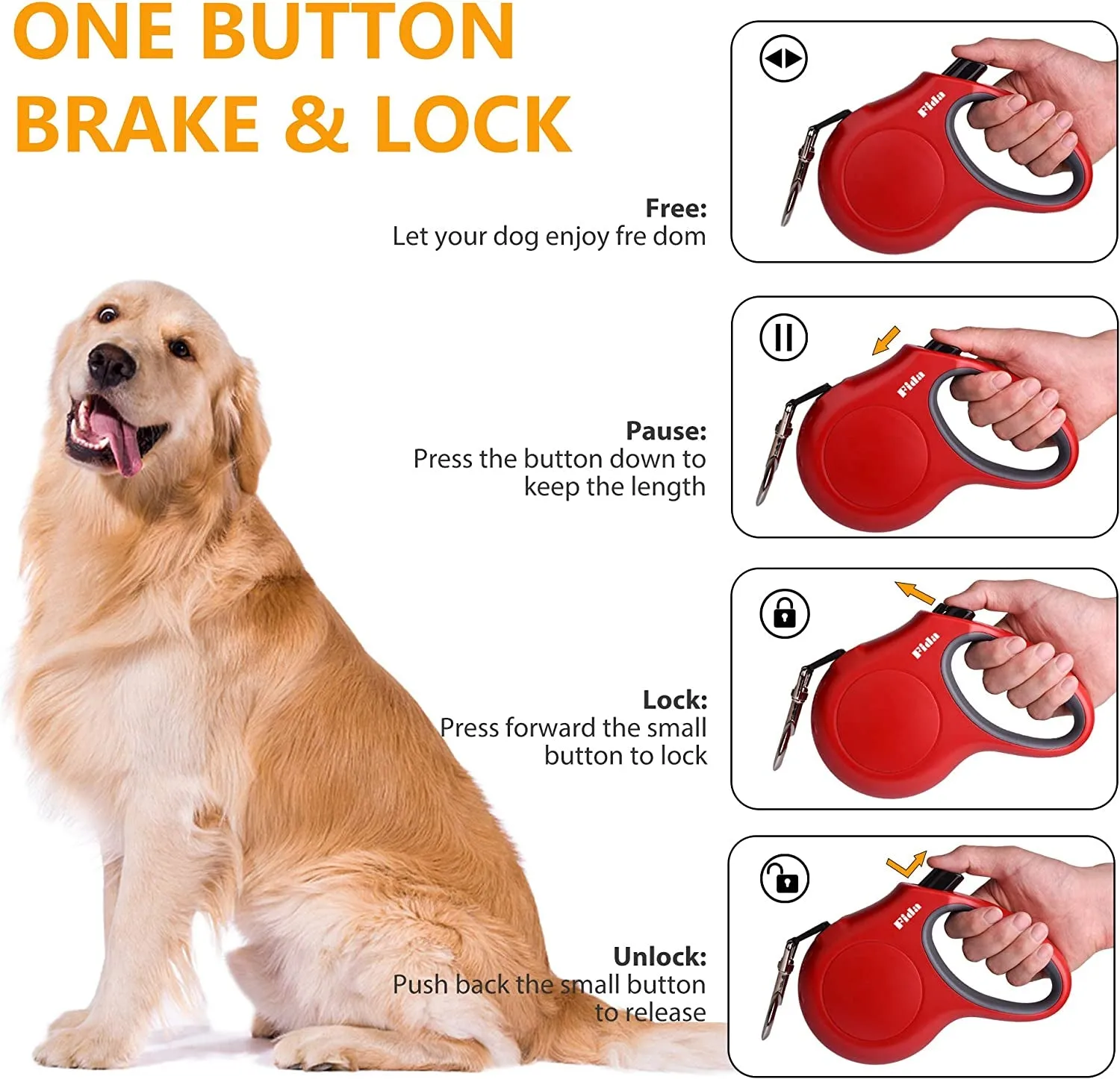 Retractable Dog Leash with Dispenser and Poop Bags