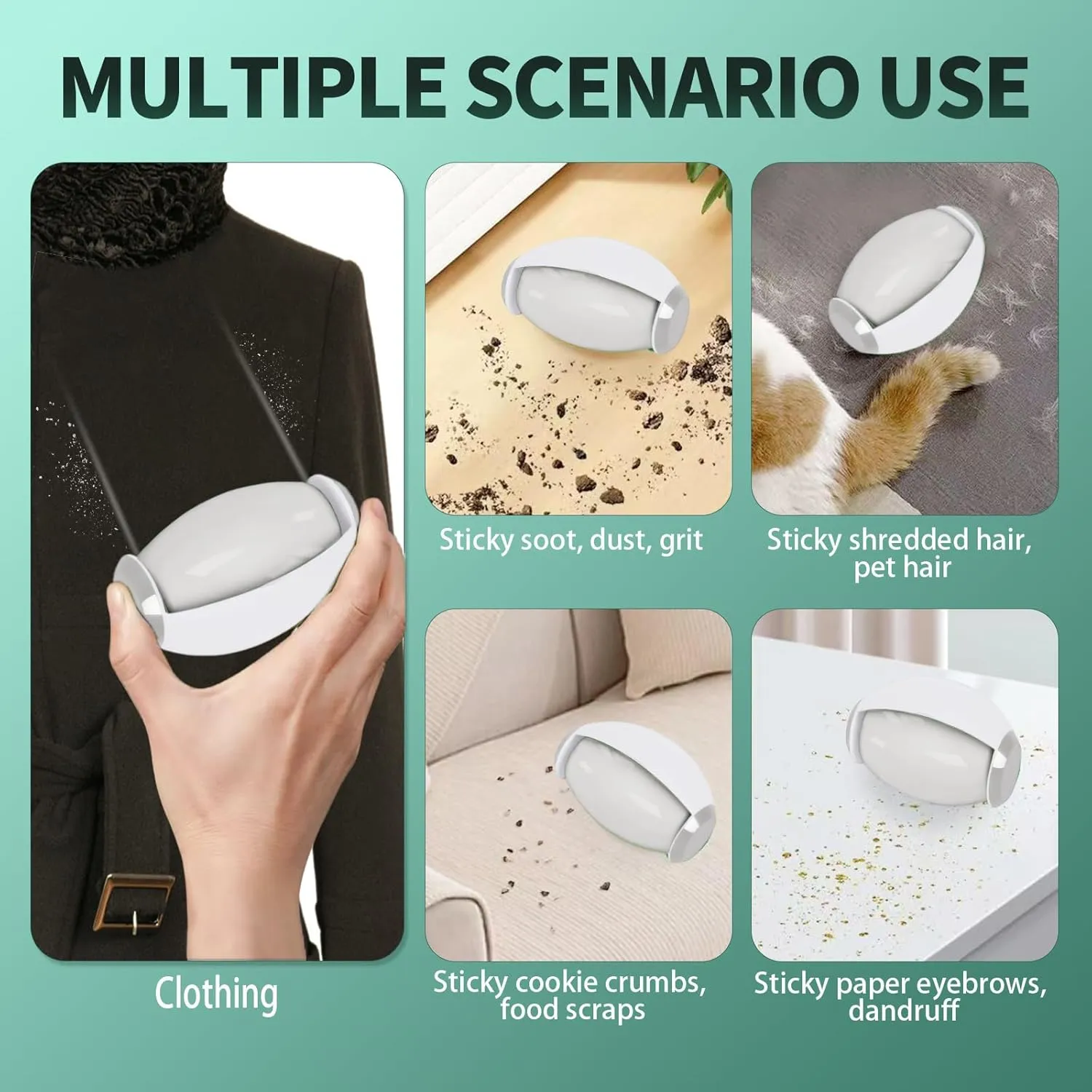 Reusable Lint Rollers for Pet Hair Extra Sticky, Portable Home Travel Washable Lint Roller Gainsboro-WhiteSmoke2.559in*3.94in