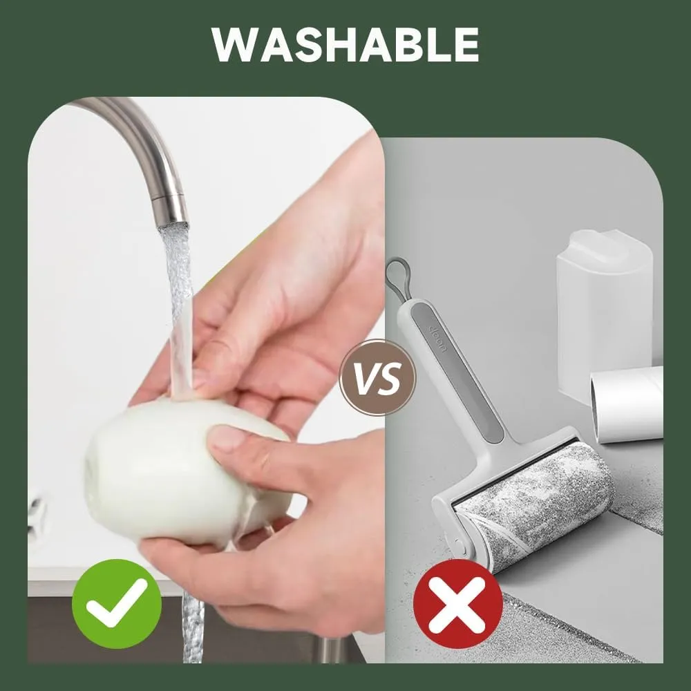 Reusable Silicone Lint Roller, 2025 Upgraded Washable Sticky Roller Powerful Adhesion for Pet Hair and Dust Removal, Portable Home Travel Lint Roller for Clothes Bed Sofa (1, Green)