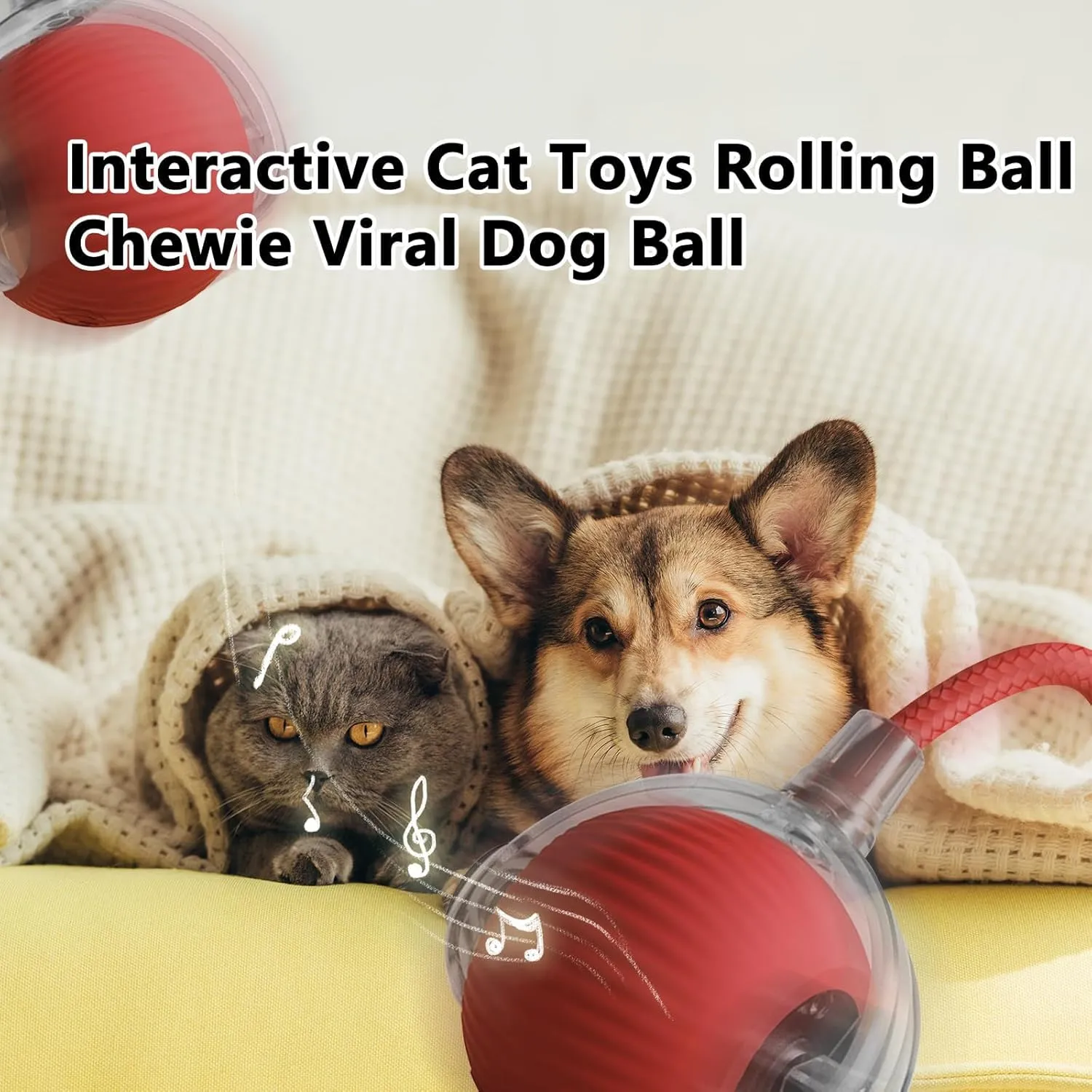 Rollie Pet Smart Cat Toy, Interactive Motion Activate Electric Self Rolling Ball for Large Small Cat Dog (Gray-C)