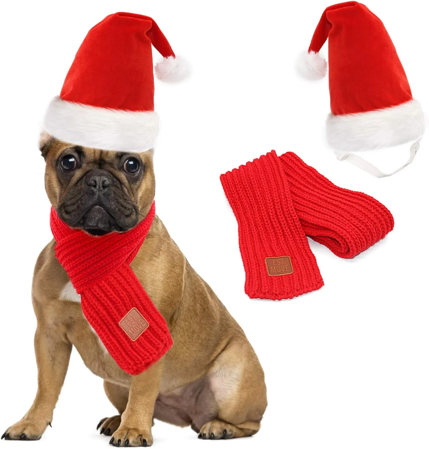 Rypet Dog Santa Hat and Scarf Christmas Dog Costumes Pet Santa hat Christmas Dogs Scarf for Small to Medium Dogs and Cats