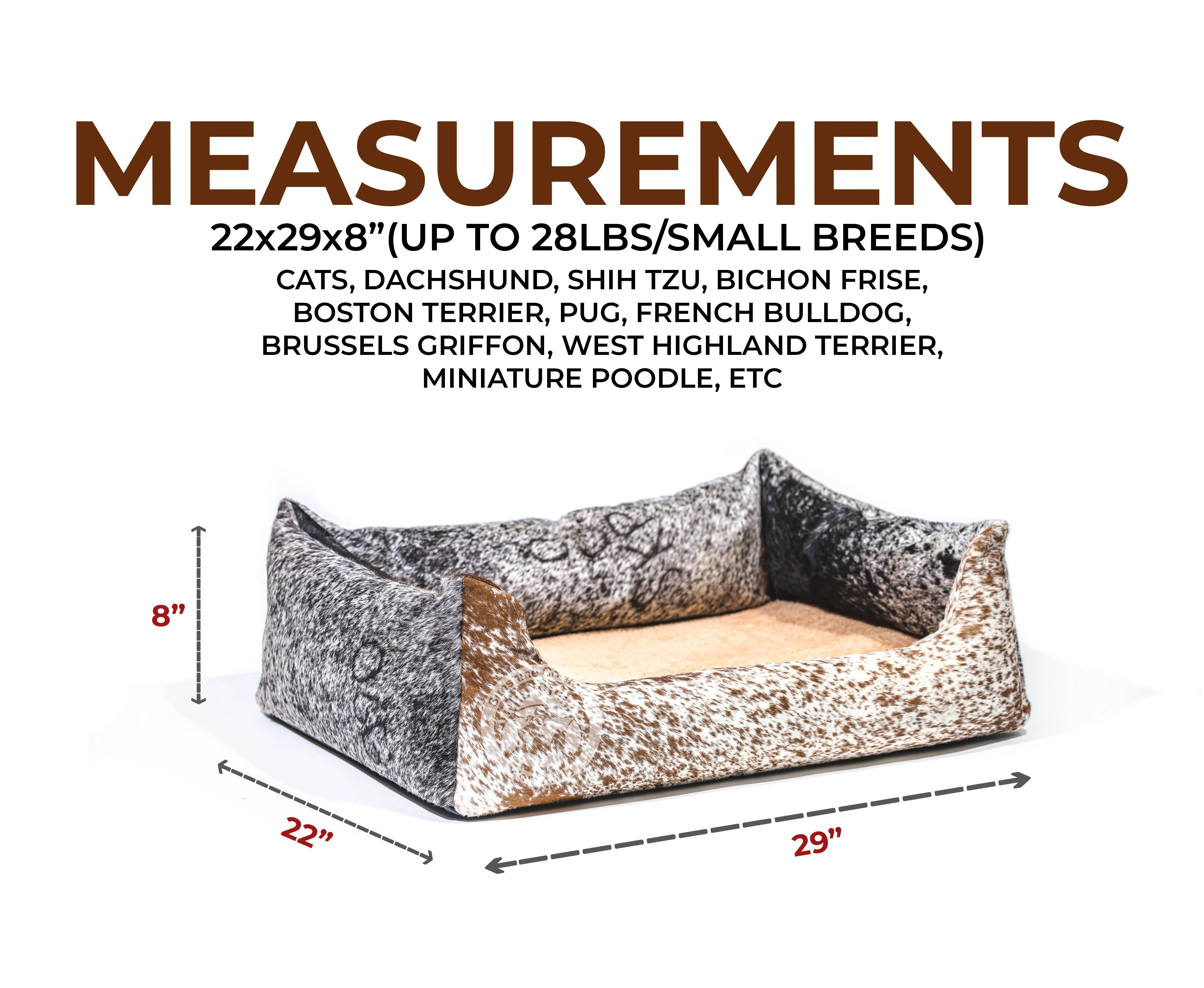 Salt & Pepper Cowhide Pet Bed, 22X29X8"