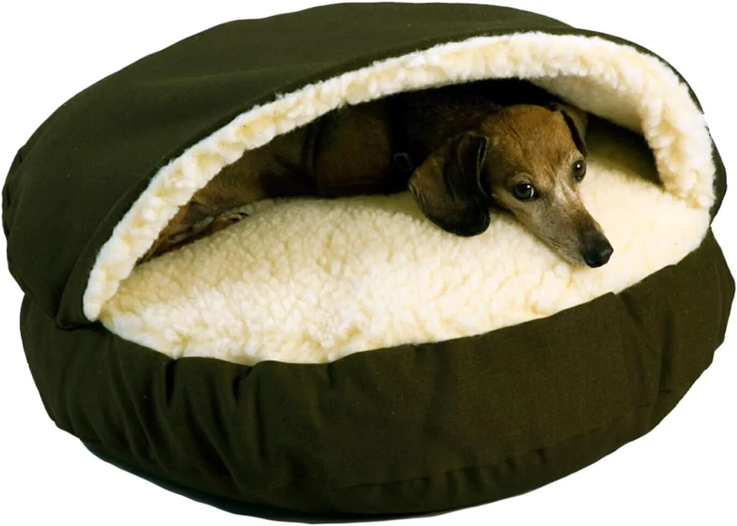 Snoozer Classic Poly-Cotton Cozy Cave Pet Bed, Small, Olive