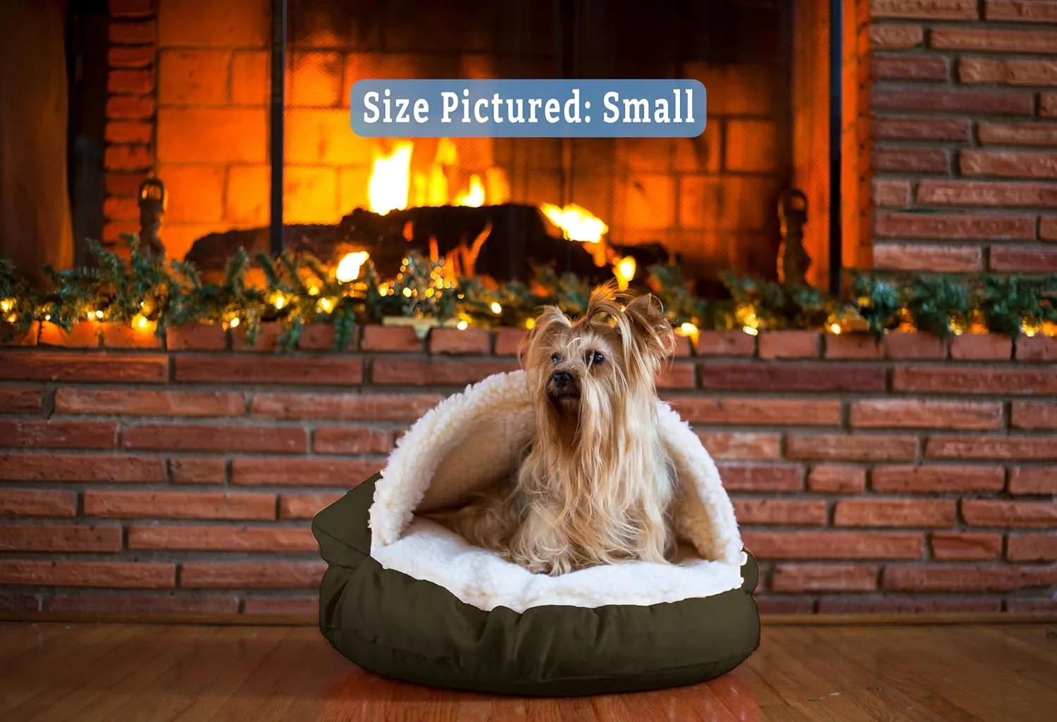 Snoozer Classic Poly-Cotton Cozy Cave Pet Bed, Small, Olive