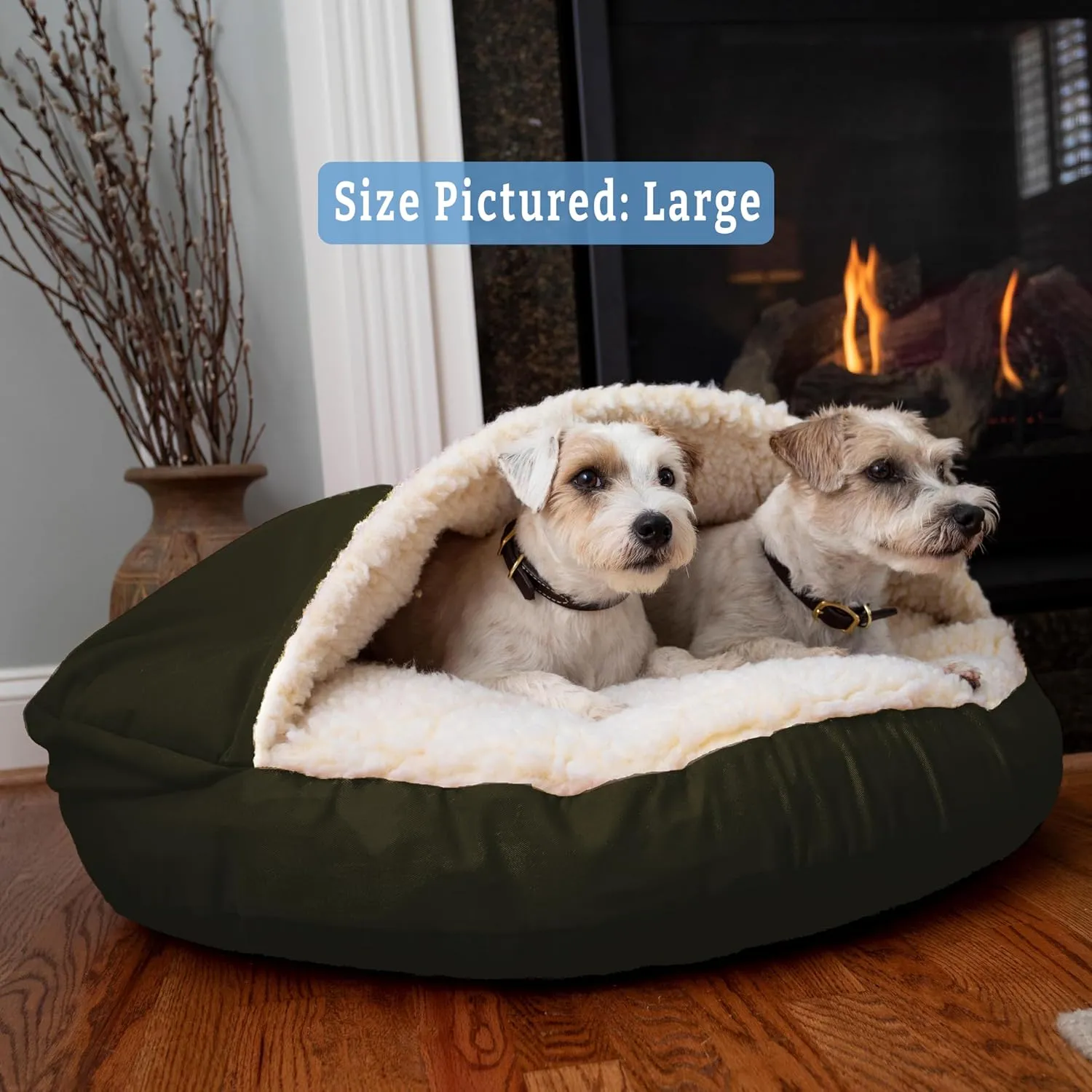 Snoozer Classic Poly-Cotton Cozy Cave Pet Bed, Small, Olive