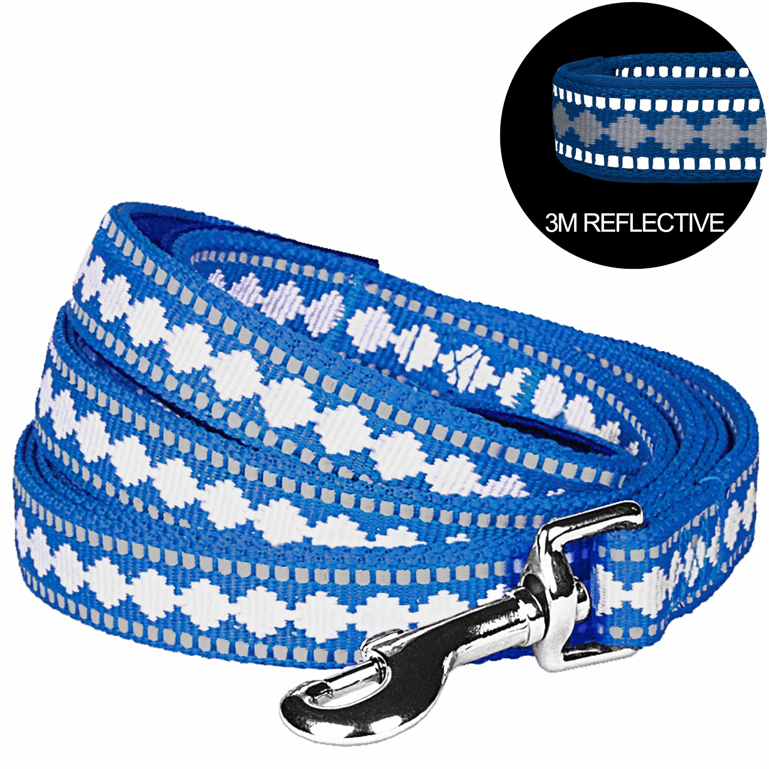 Soft 3M Reflective Jacquard Dog Leash with Neoprene Padded Handle