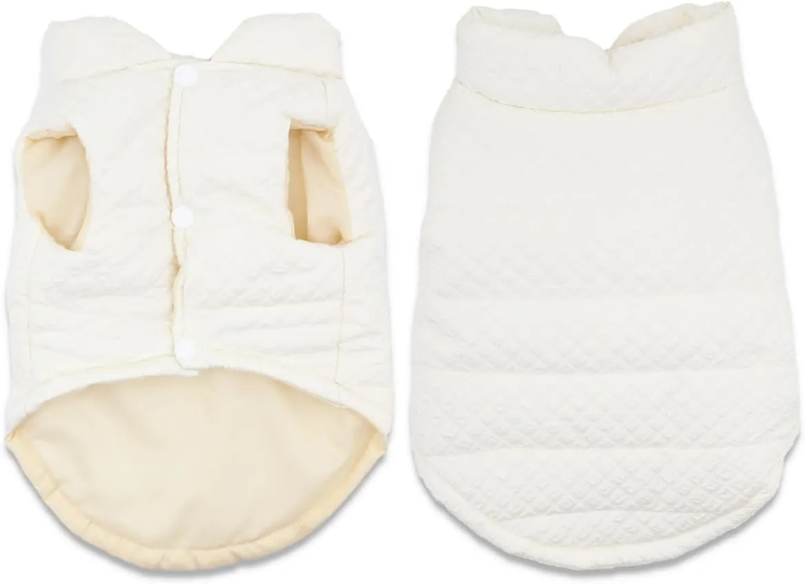 Soft Warm Small Dog Coats Lightweight Pet Dog Winter Jackets for Small Medium Dogs Puppy Cold Weather Coat Pet Clothes, Beige, Small