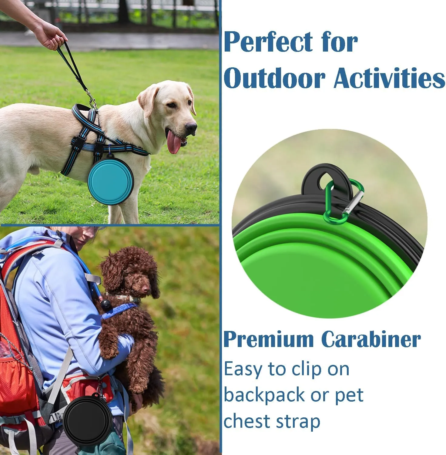 Takfox Collapsible Dog Bowls [3 Pack] 20 oz, Travel Dog Bowls, Pet Bowl Portable Foldable Water Food Feeding Dishes with Carabiner Clip for Traveling Hiking Walking-Red & Orange & Yellow