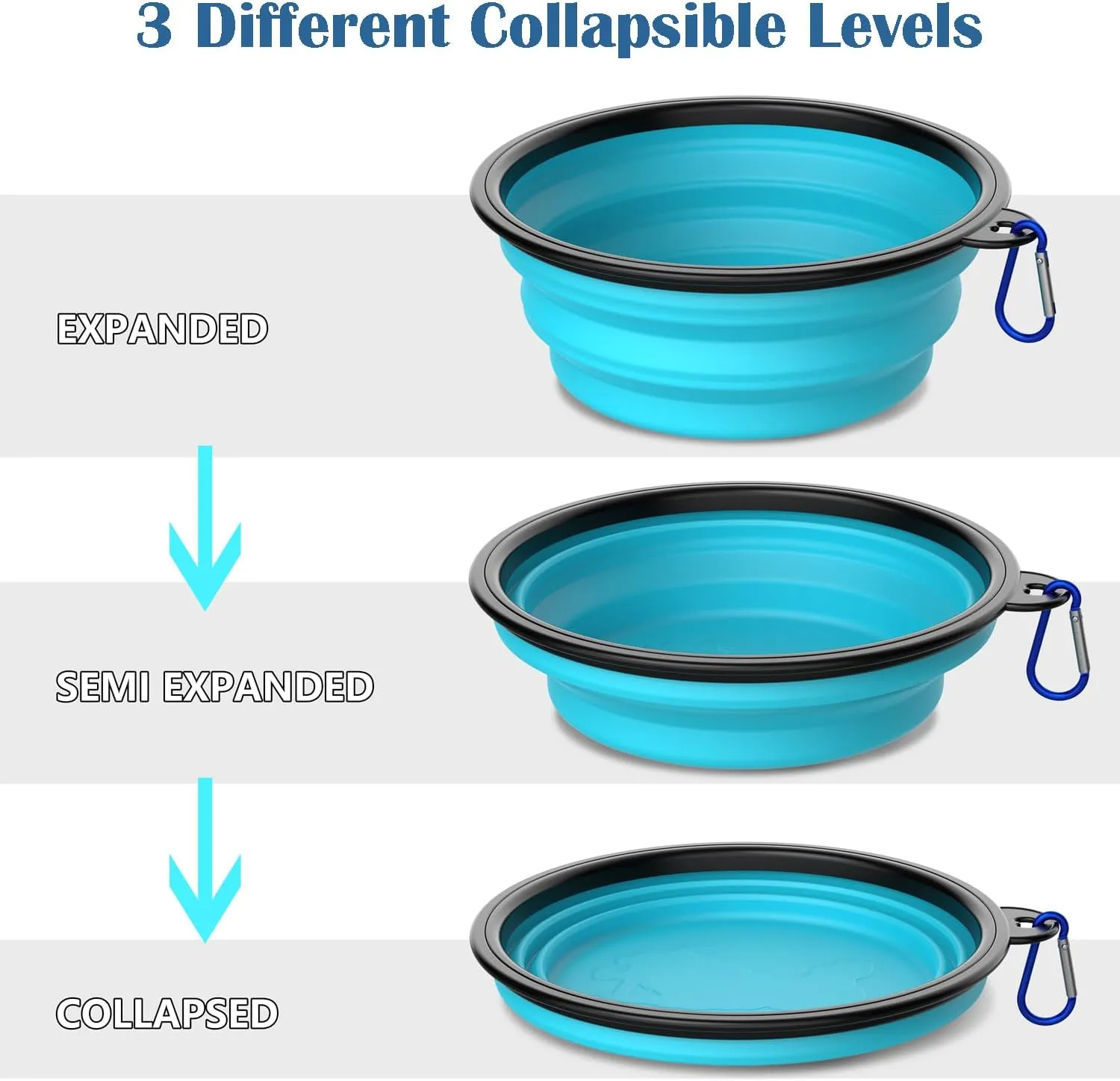 Takfox Collapsible Dog Bowls [3 Pack] 20 oz, Travel Dog Bowls, Pet Bowl Portable Foldable Water Food Feeding Dishes with Carabiner Clip for Traveling Hiking Walking-Red & Orange & Yellow