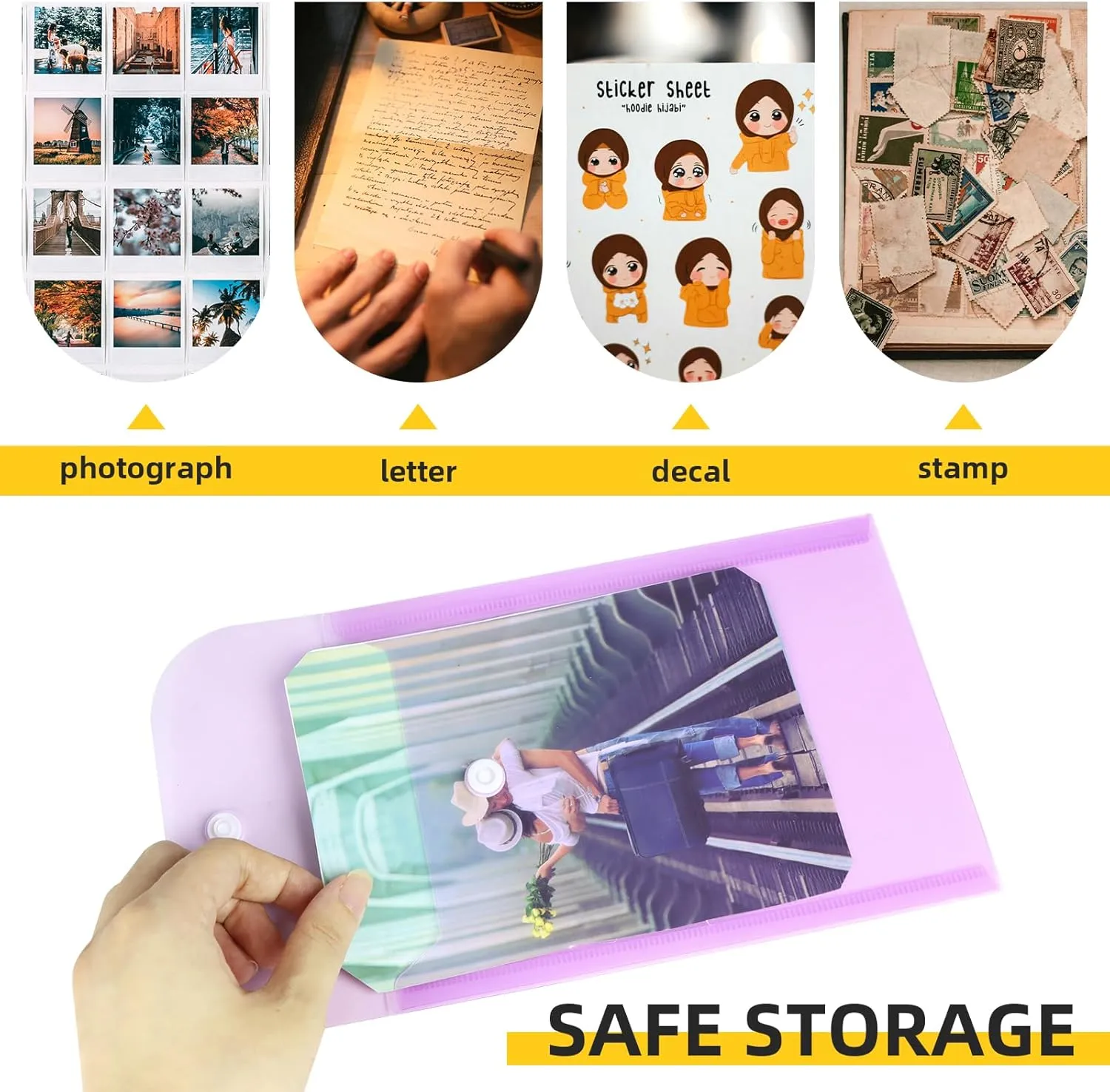Vmiapxo 40 Pack Multi-Color Stamp and Die Storage Pockets, Reusable Rainbow Small Plastic Envelopes Waterproof Sticker Organizer Receipt Holder Photo Storage Folders (5" x 7")