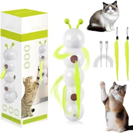 Whirlie Cat Toy, Motion Cat Toy with Worm Design, Worm-Shaped Interactive Teaser with Suction Cup, Promotes Exercise, Wall & Window Mounted CatToy for Indoor Cats