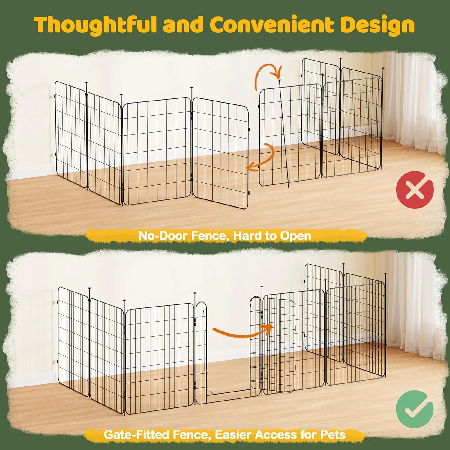 Yaheetech Dog Playpen for Puppy/Small Dogs, Foldable Pet Pen Expandable Fence with Door for Indoor/Outdoor Use, 32 inch 16 Panels