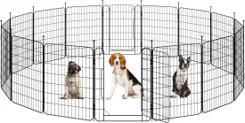 Yaheetech Dog Playpen for Puppy/Small Dogs, Foldable Pet Pen Expandable Fence with Door for Indoor/Outdoor Use, 32 inch 16 Panels