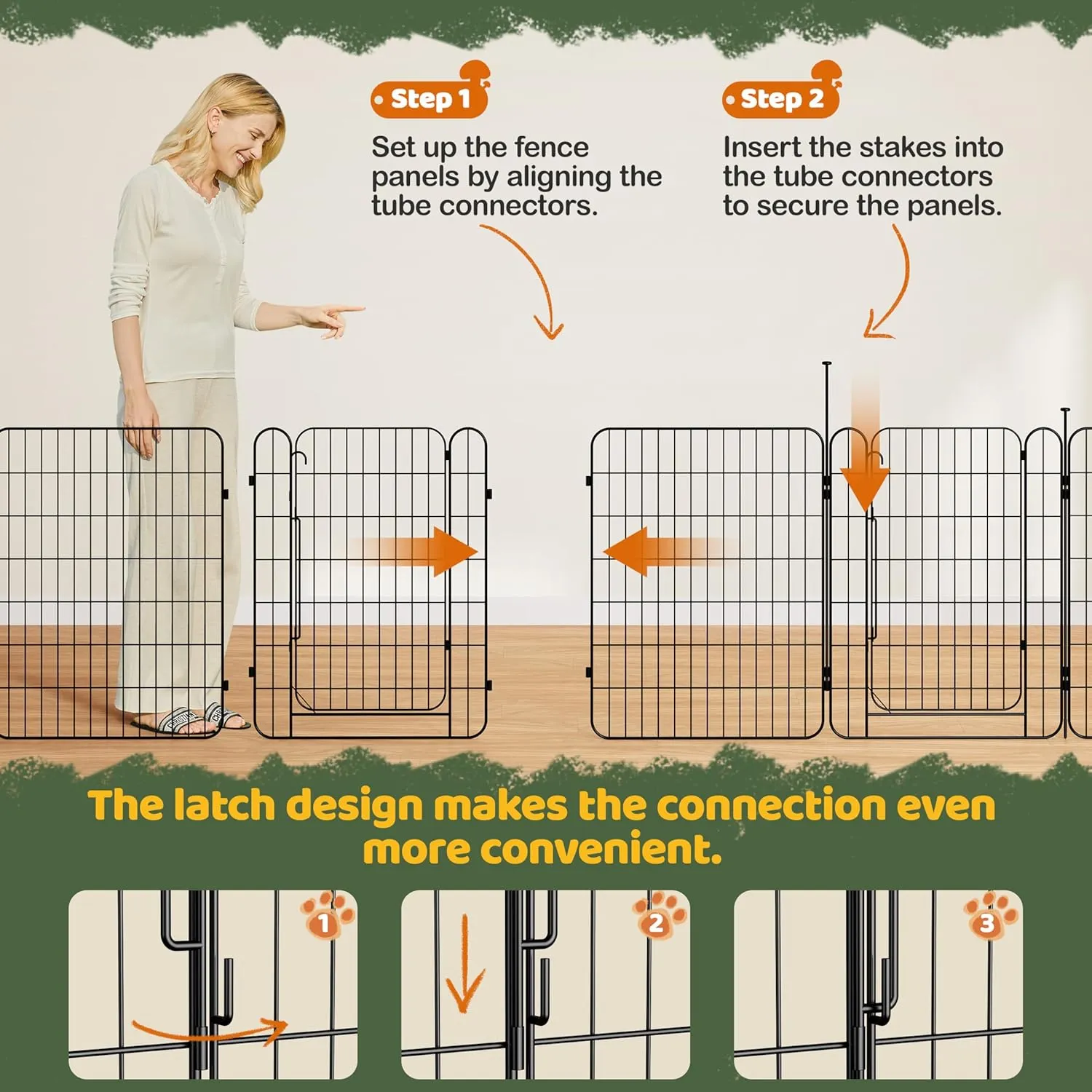 Yaheetech Dog Playpen for Puppy/Small Dogs, Foldable Pet Pen Expandable Fence with Door for Indoor/Outdoor Use, 32 inch 16 Panels
