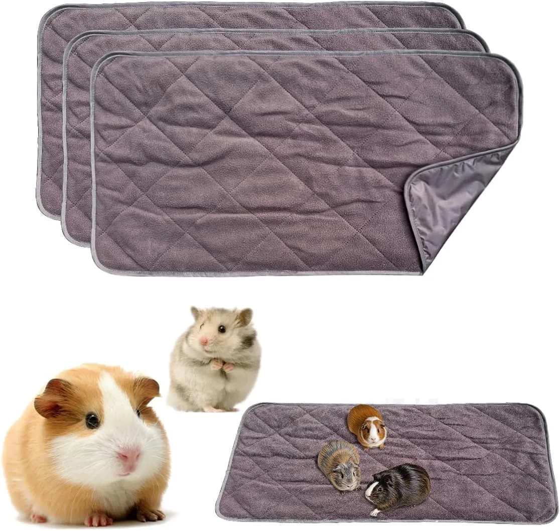 YKD 3 Pcs Guinea Pig Cage Liners, Washable Guinea Pig Cage Liner, Reusable & Anti Slip & Waterproof, Absorbent Guinea Pig Pee Pad for Small Animal, Guinea Pig, Chinchilla, Rabbit, Rat (Black)